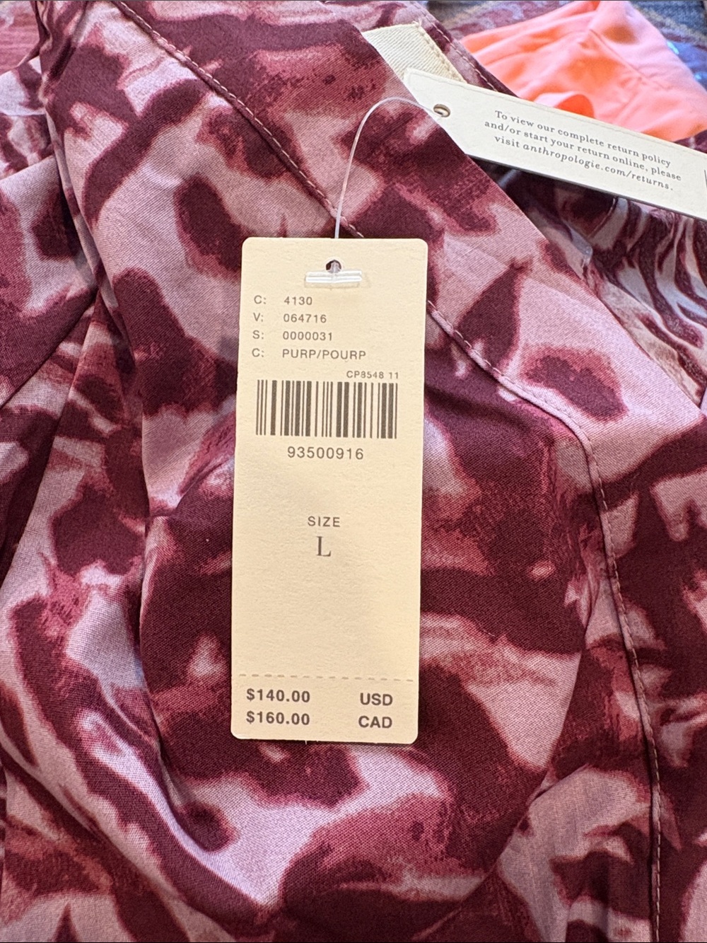 Anthropologie Pink & Burgundy Abstract Tiered Mini Dress - Picture 3 of 3